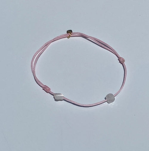 Bracelet Cancer, cordon rose, nacre et médaillon or
